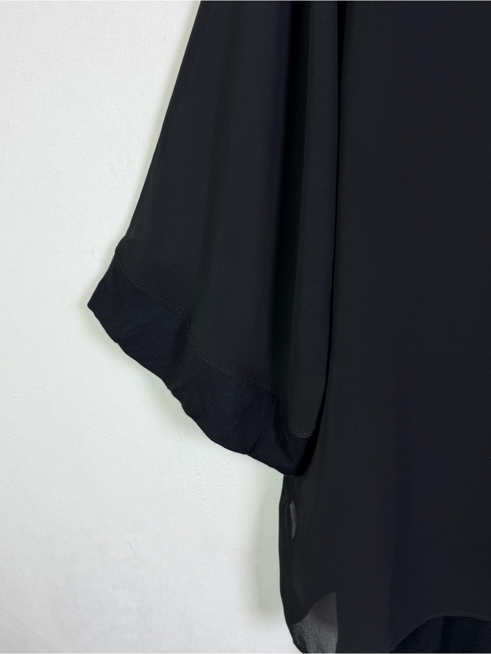 NVELOP Women XL Black Chiffon Overlay Layered Blouse Batwing Dolman Top Made USA - Picture 8 of 8